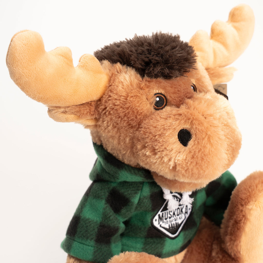 Muskoka Bear Wear – MBW Stuffed Moose with Green Hoody
