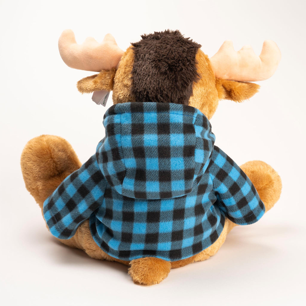 Muskoka Bear Wear – MBW Large Stuffed Moose with Blue Hoody