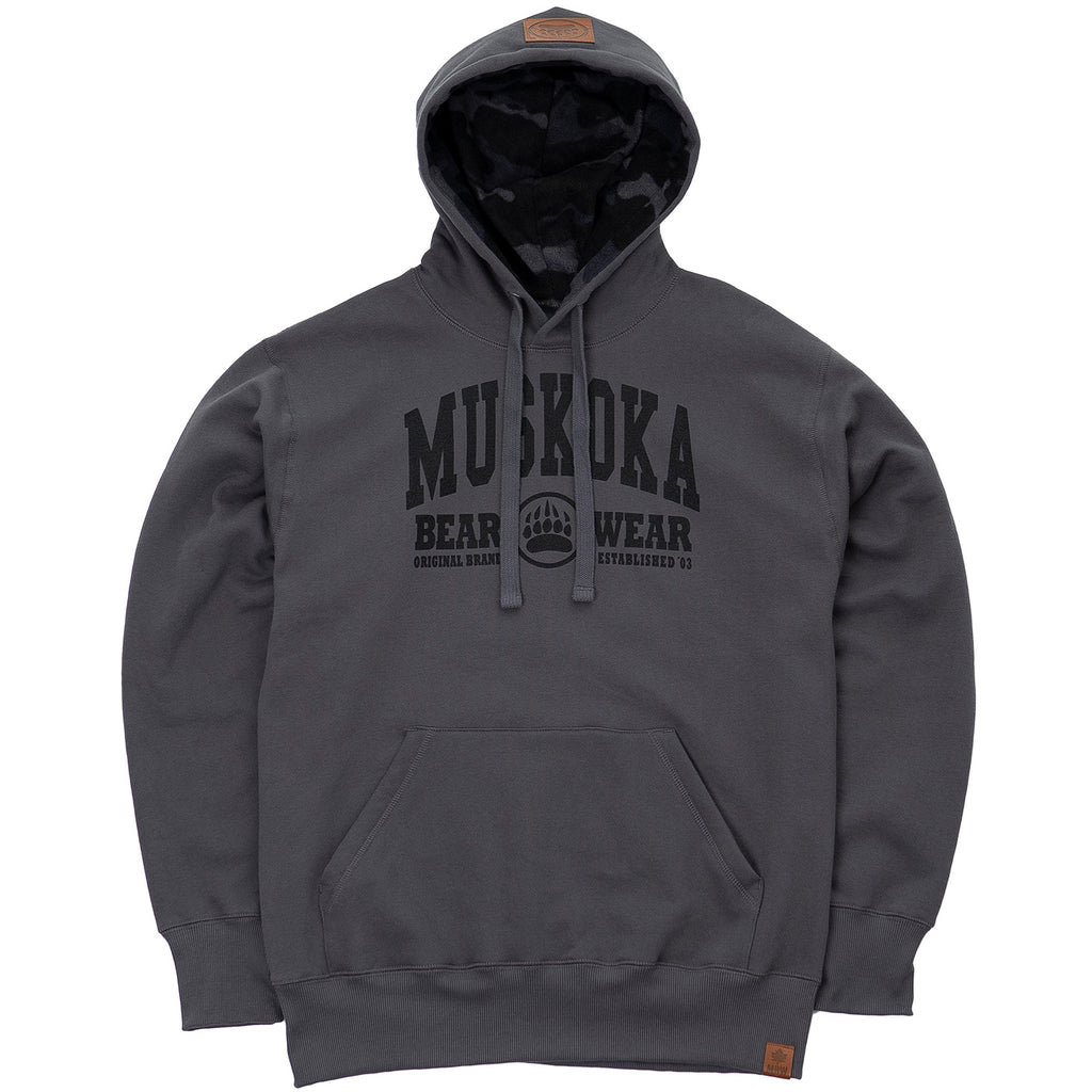 Muskoka Bear Wear – Men's Camo Hoody in Dark Charcoal with Black