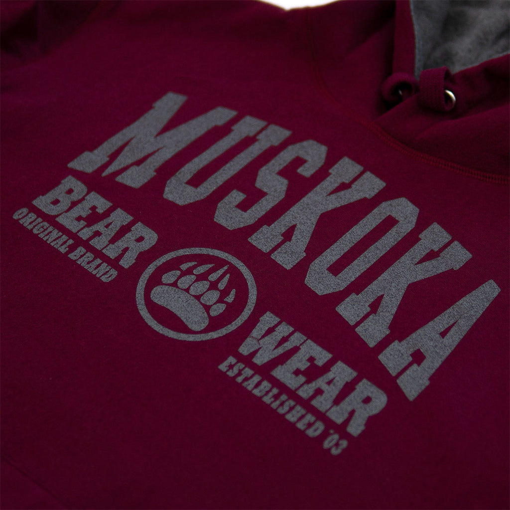 Muskoka Bear Wear – Men's Camp Hoody in Burgundy with Charcoal