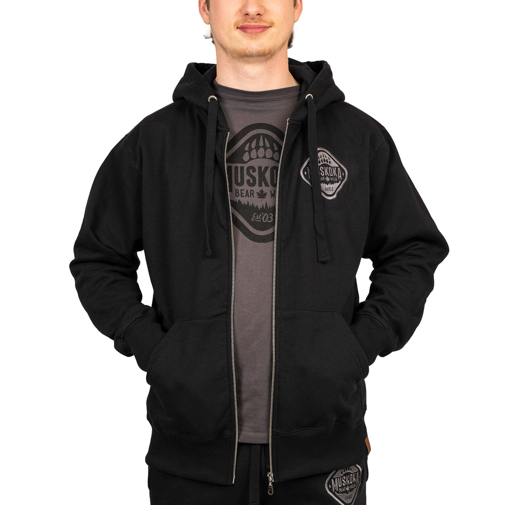 Muskoka Bear Wear – Men's Full Zip Hoody in Black