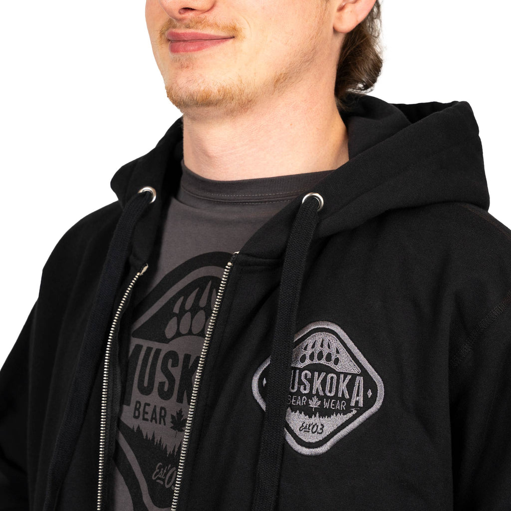 Muskoka Bear Wear – Men's Full Zip Hoody in Black