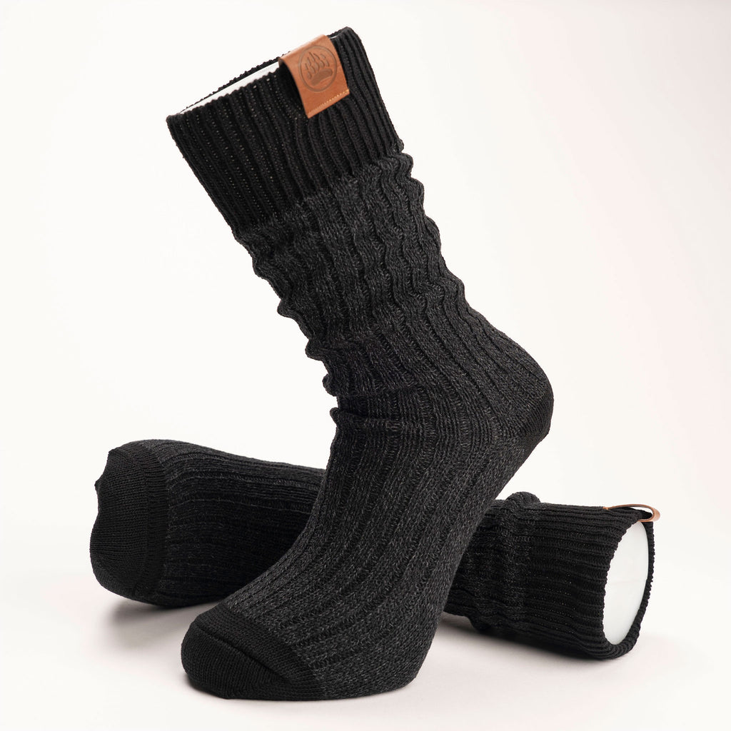 Muskoka Bear Wear – Men's Oxford Socks in Dark Charcoal with Black Band