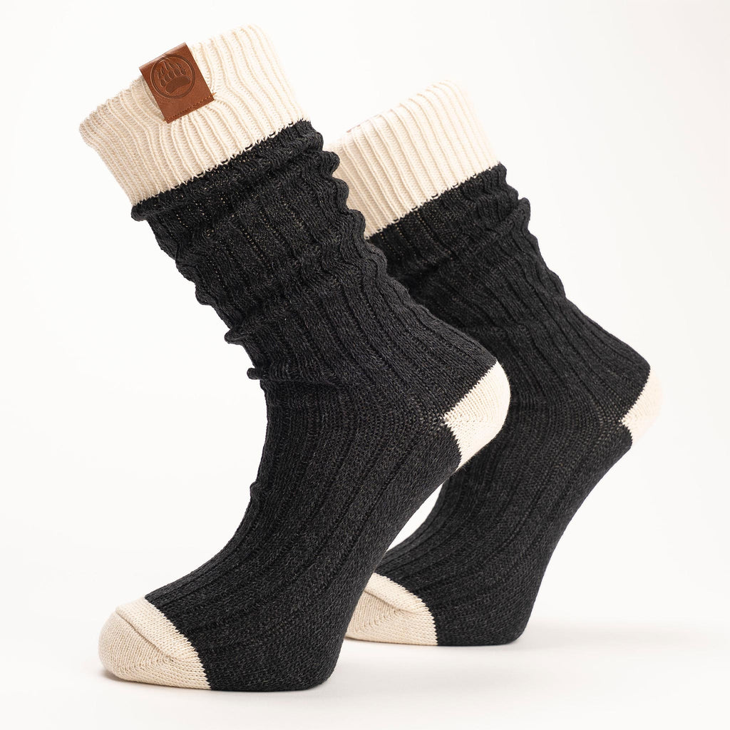 Muskoka Bear Wear – Men's Oxford Socks in Dark Charcoal with Cream Band