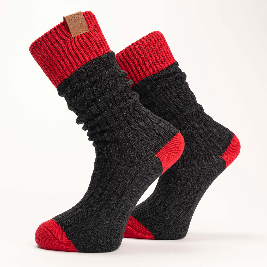 Muskoka Bear Wear – Men's Oxford Socks in Dark Charcoal with Red Band