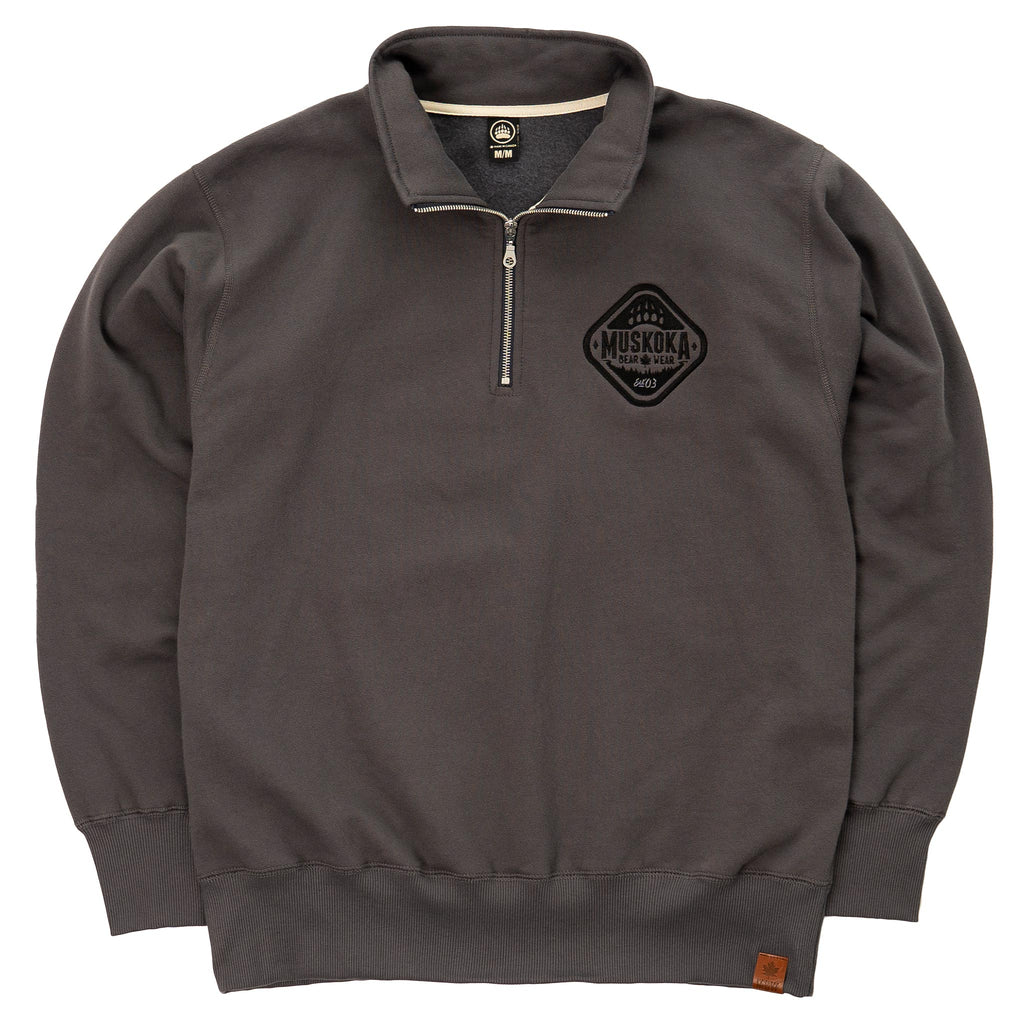 Muskoka Bear Wear – Men's Quarter-Zip in Dark Charcoal with Black