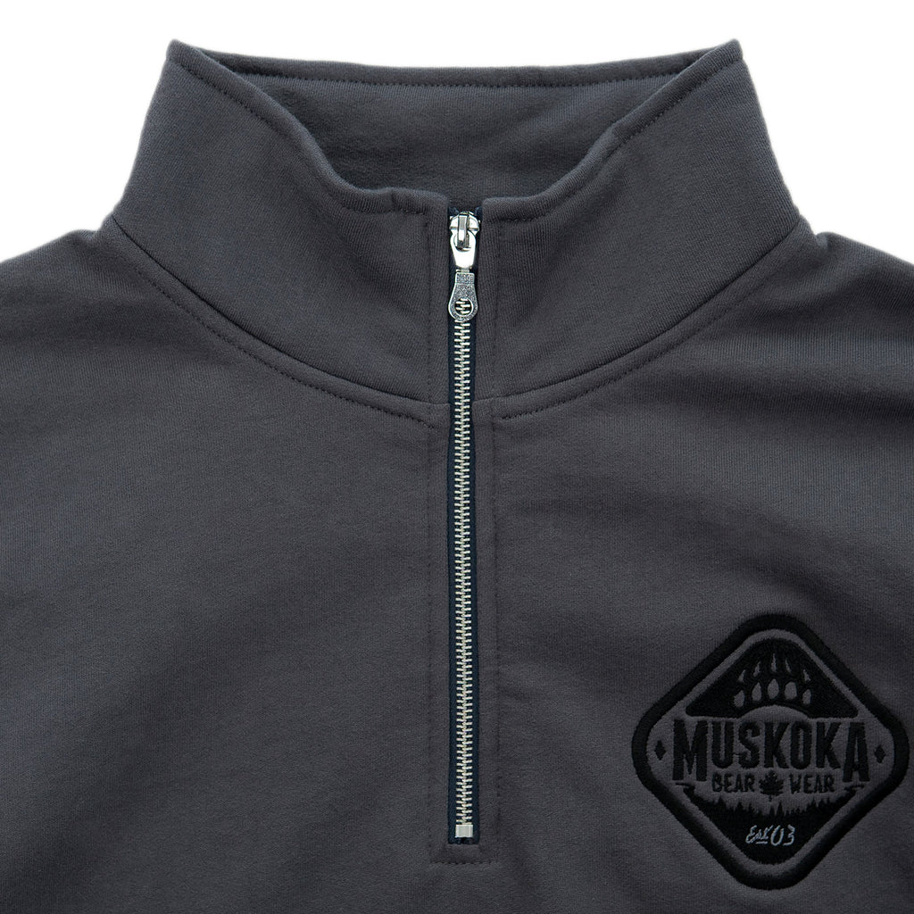 Muskoka Bear Wear – Men's Quarter-Zip in Dark Charcoal with Black