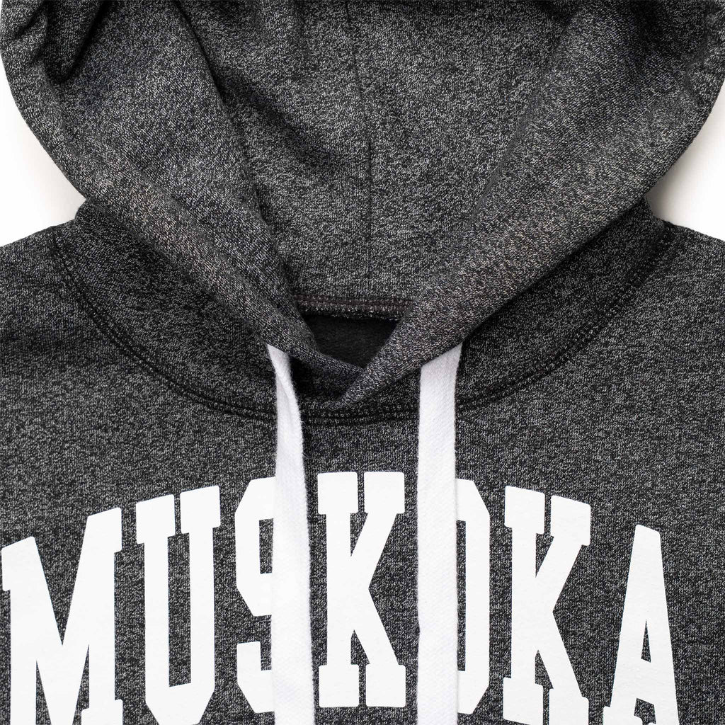 Muskoka Bear Wear – Men's Vintage Camp Hoody in Heather Black with White