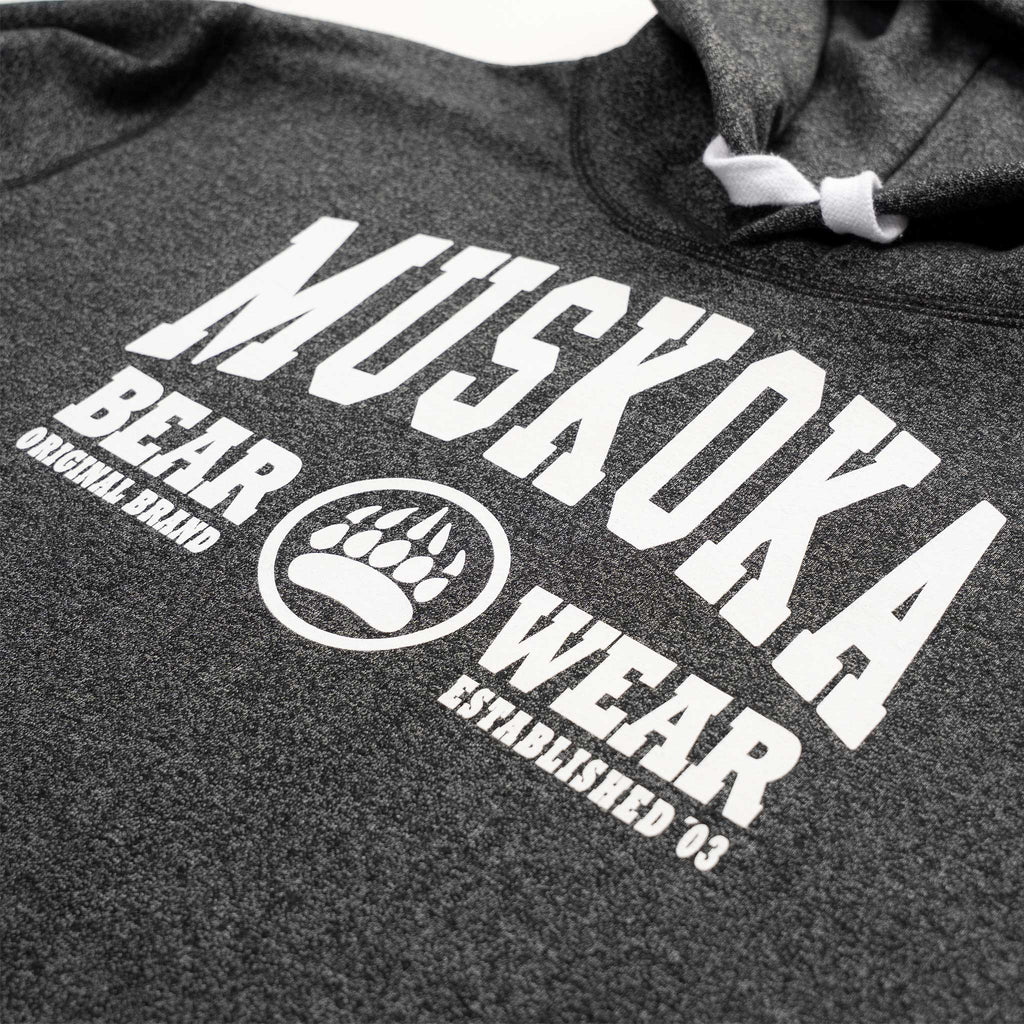 Muskoka Bear Wear – Men's Vintage Camp Hoody in Heather Black with White