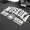 Muskoka Bear Wear – Men's Vintage Camp Hoody in Heather Black with White