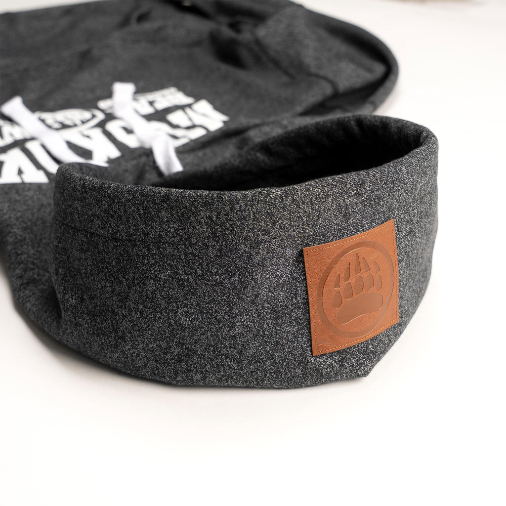 Muskoka Bear Wear – Men's Vintage Camp Hoody in Heather Black with White