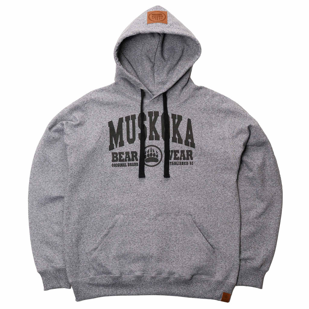 Muskoka Bear Wear – Men's Vintage Camp Hoody in Heather Grey with Black