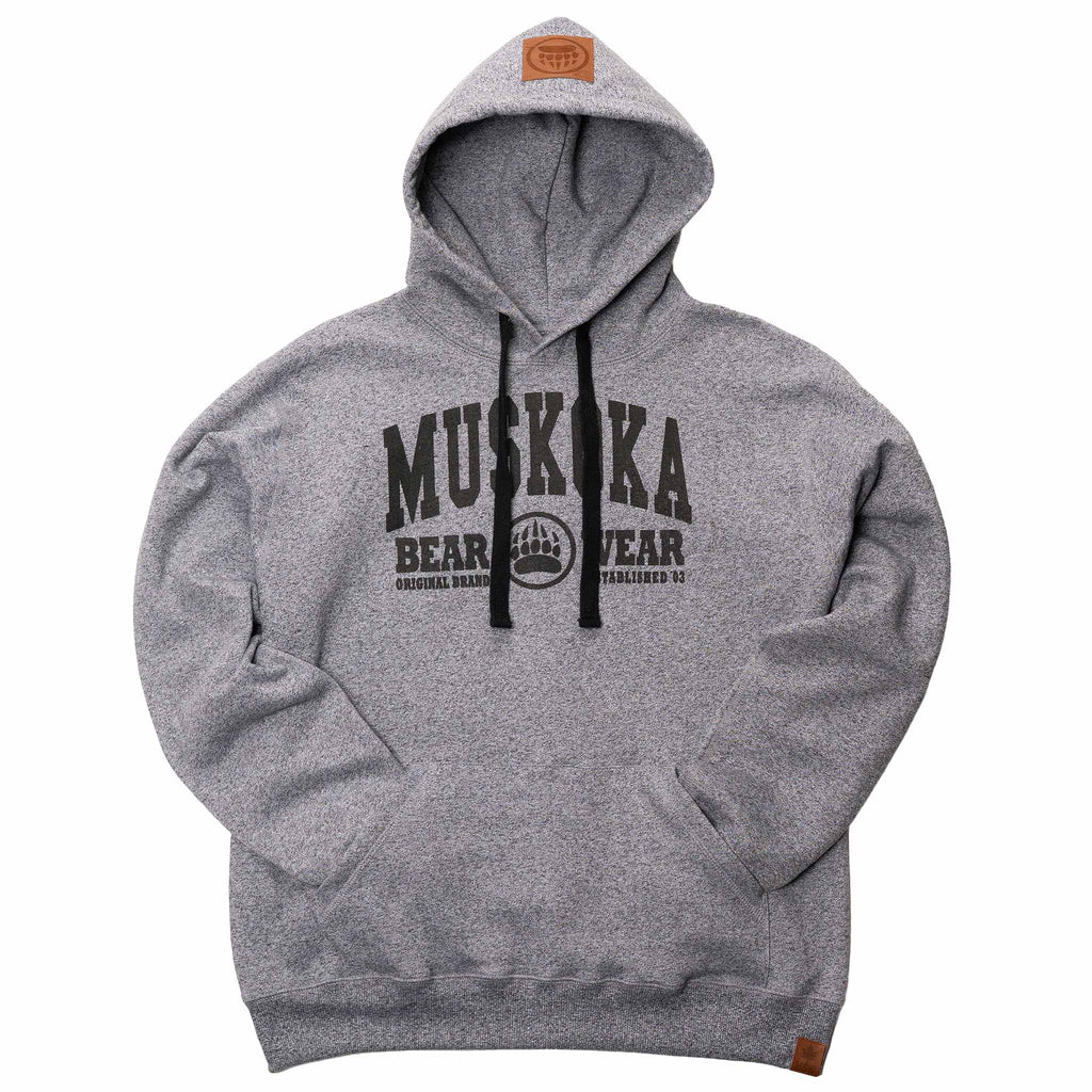 Muskoka Bear Wear – Men's Vintage Camp Hoody in Heather Grey with Black