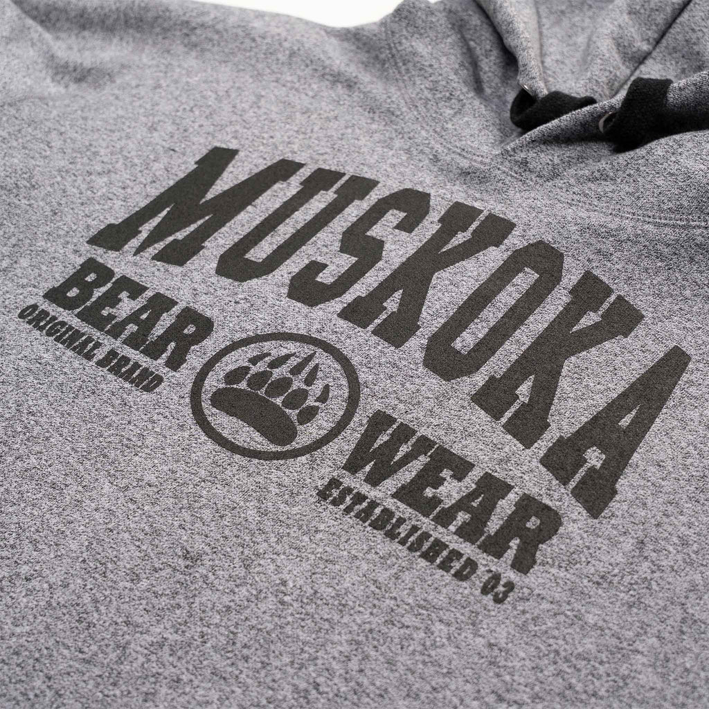 Muskoka Bear Wear – Men's Vintage Camp Hoody in Heather Grey with Black