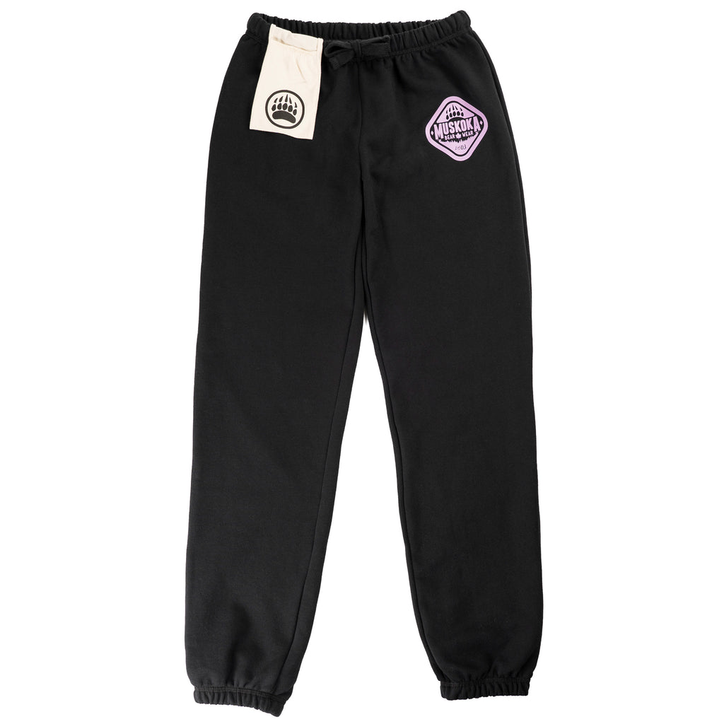 Muskoka Bear Wear – Original Paw Pants in Black with Lilac