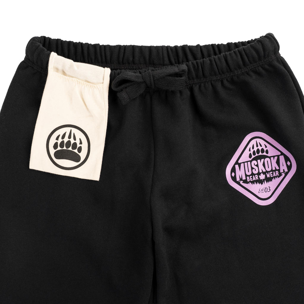 Muskoka Bear Wear – Original Paw Pants in Black with Lilac