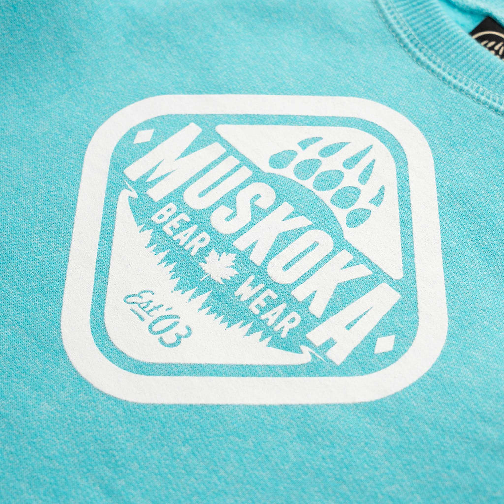 Muskoka Bear Wear – Vintage Infant Crewneck in Heather Aqua