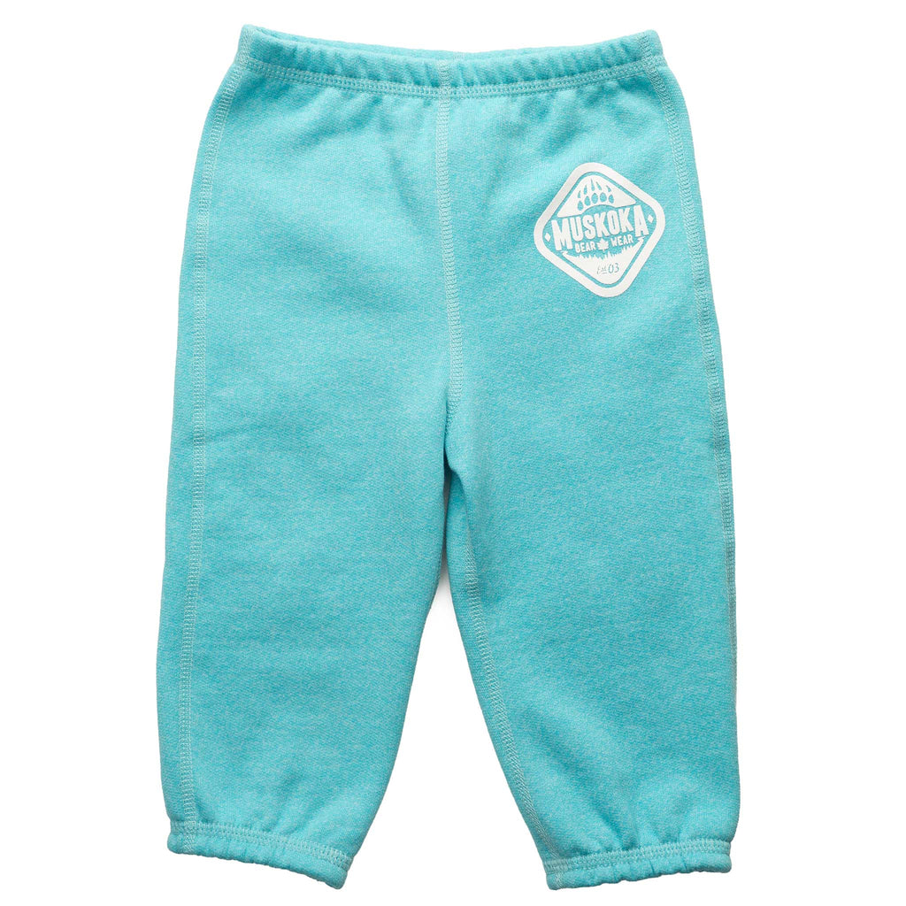 Muskoka Bear Wear – Vintage Infant Paw Pants in Heather Aqua