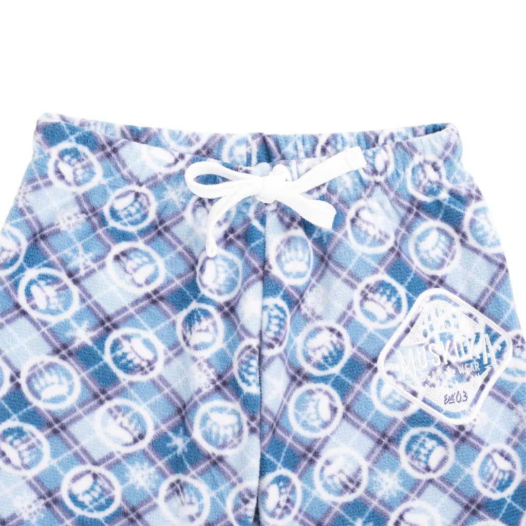 Muskoka Bear Wear – Youth Christmas Cottage Comfy Pants in Light Blue with Lilac