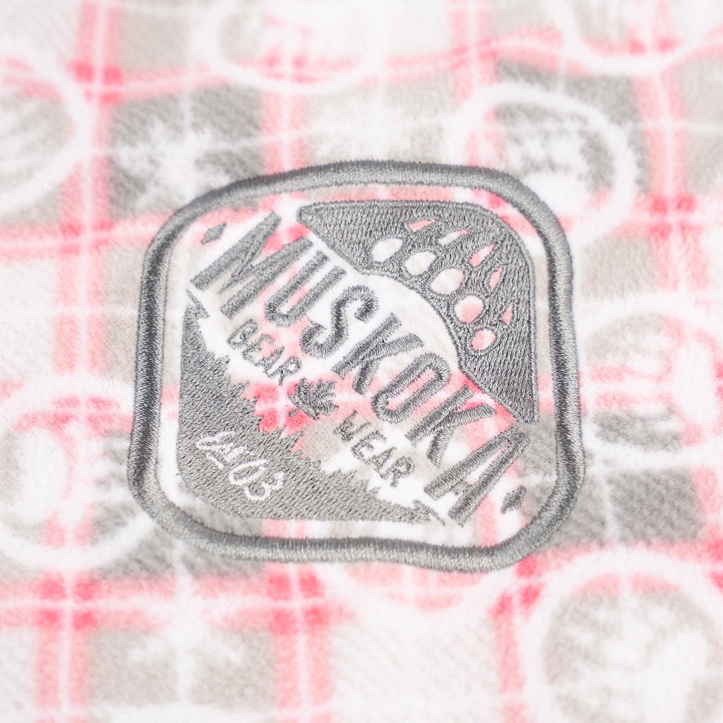 Muskoka Bear Wear – Youth Christmas Cottage Comfy Pants in Pink with Grey