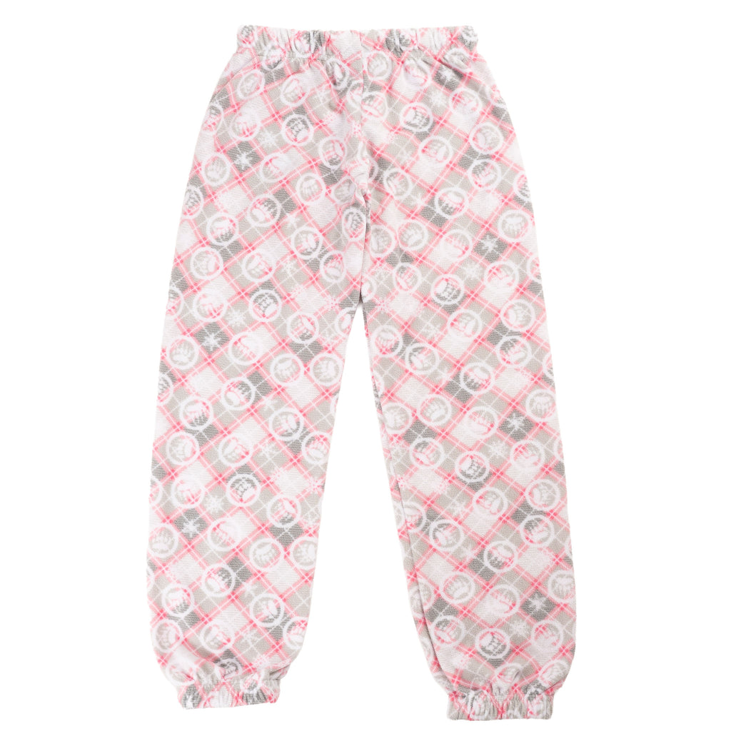 Muskoka Bear Wear – Youth Christmas Cottage Comfy Pants in Pink with Grey