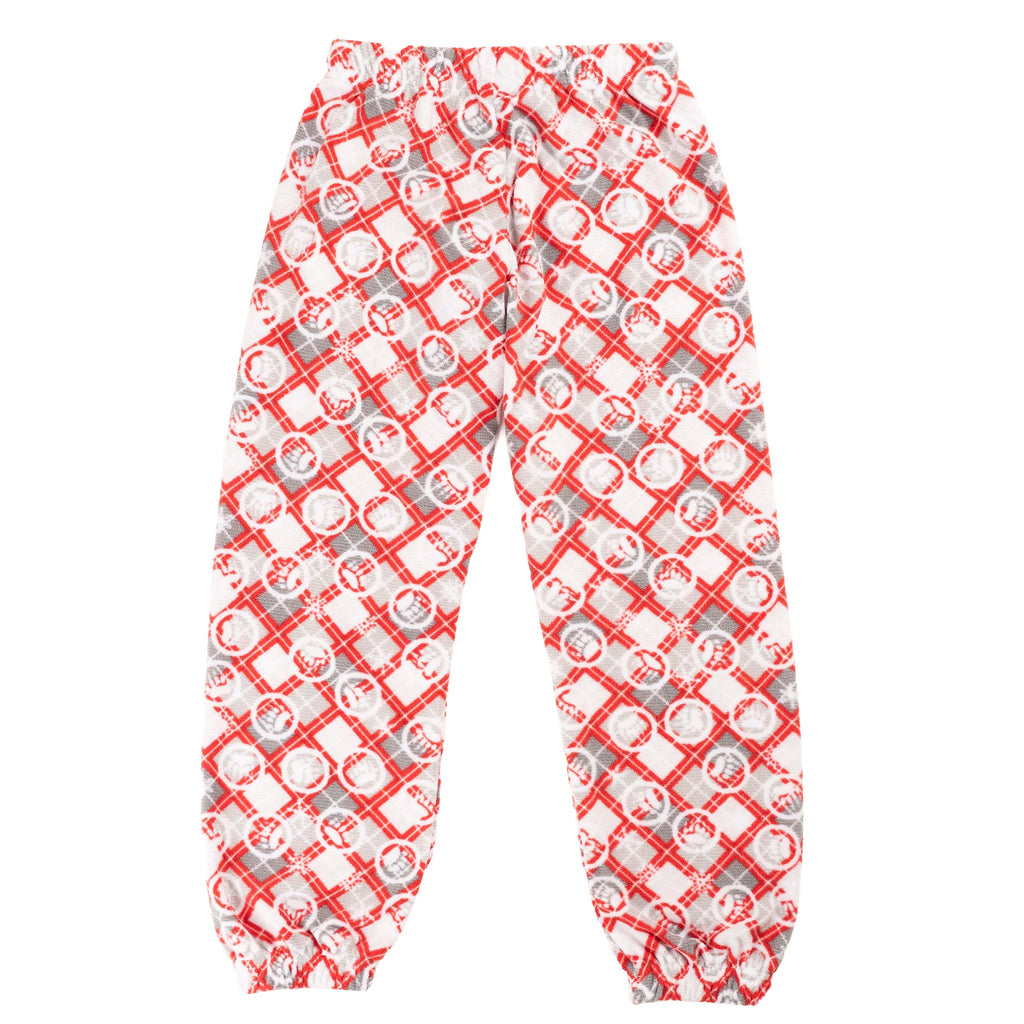Muskoka Bear Wear – Youth Christmas Cottage Comfy Pants in Red with Grey