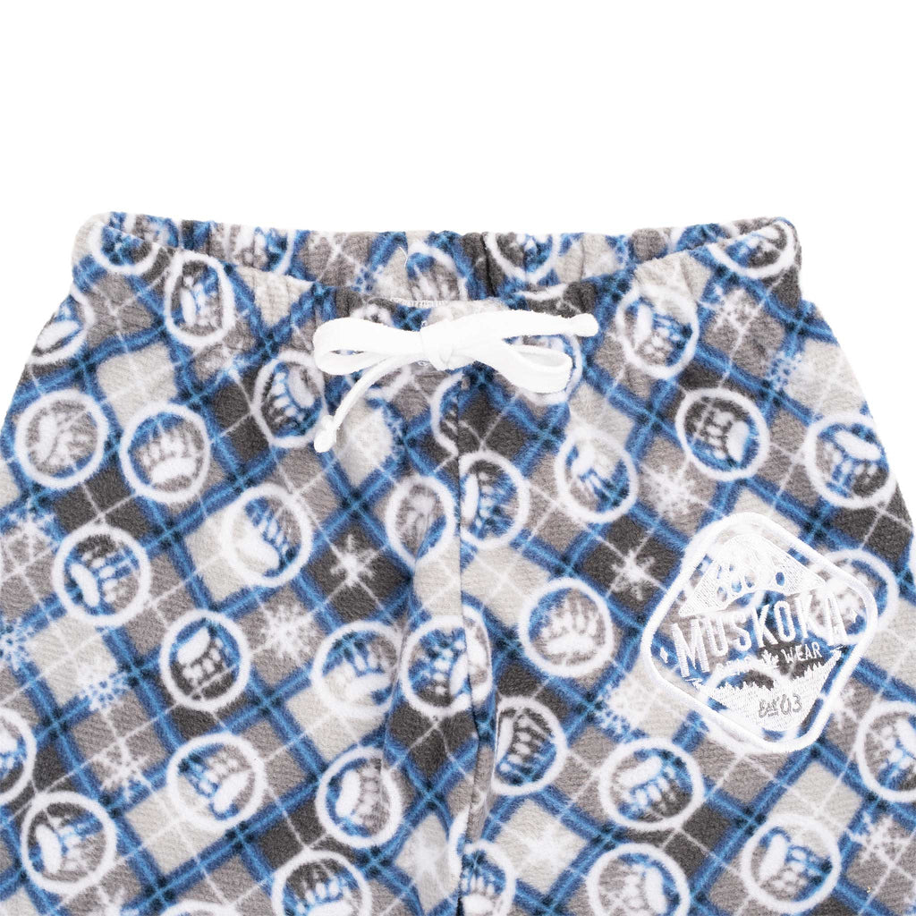 Muskoka Bear Wear – Youth Christmas Cottage Comfy Pants in Royal with Grey