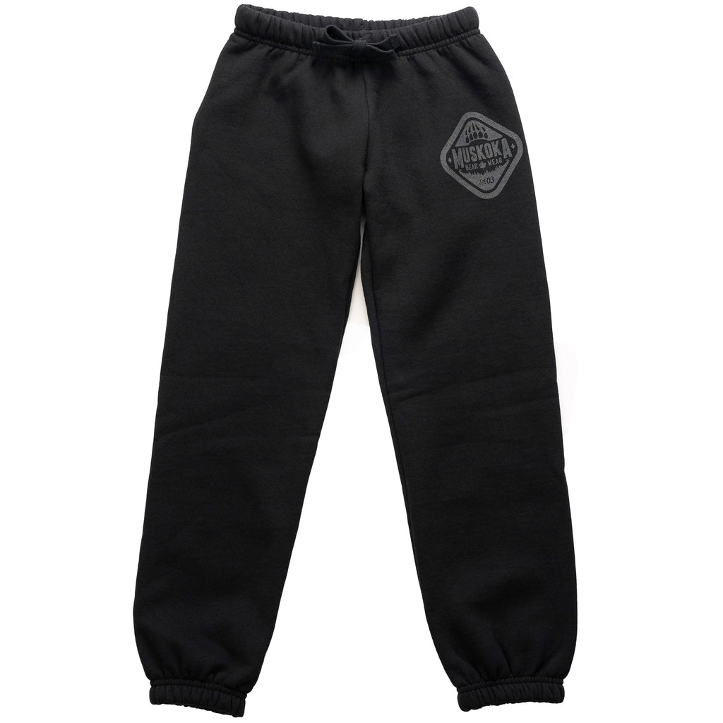 Muskoka Bear Wear – Youth Paw Pants in Black with Dark Charcoal