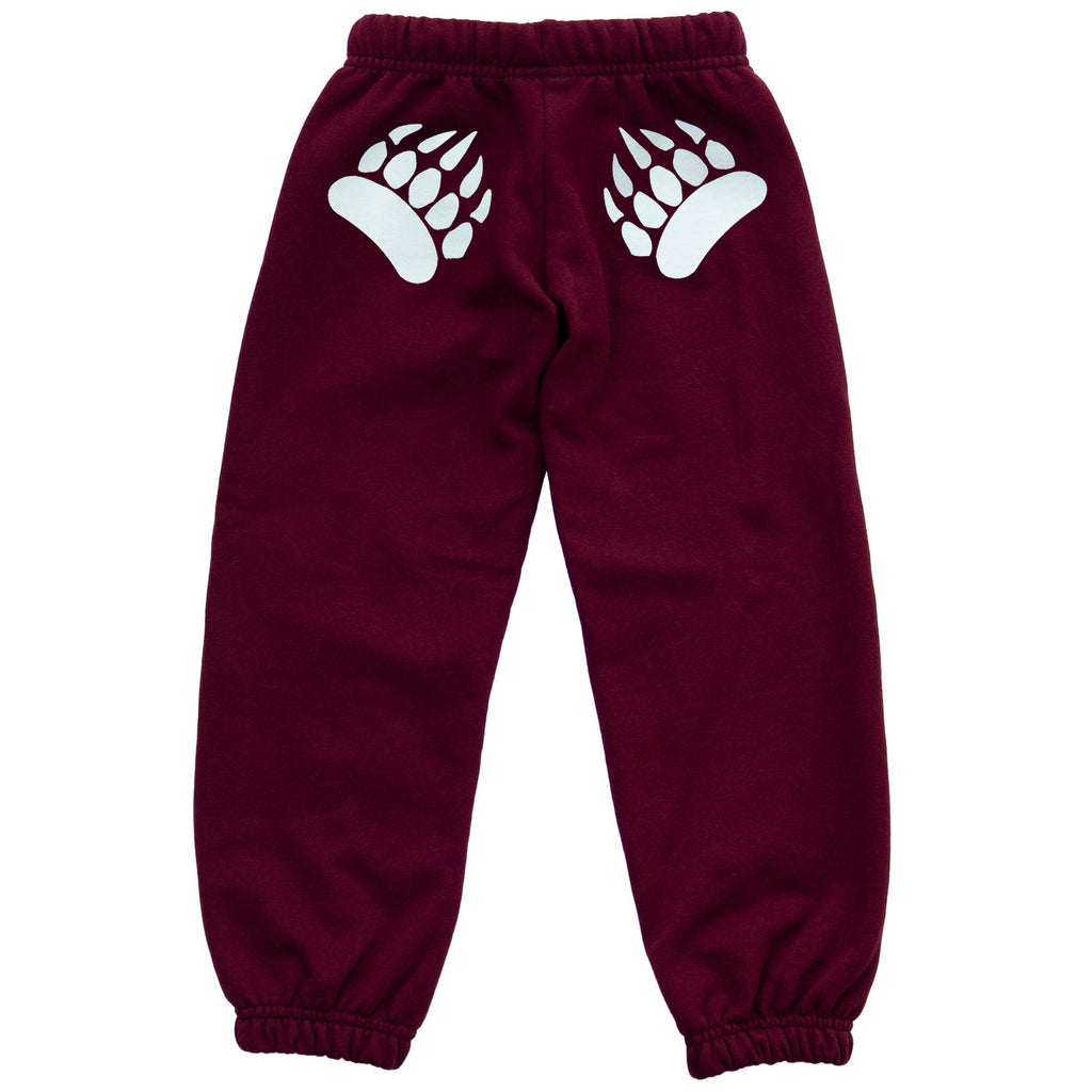 Muskoak Bear Wear – Youth Paw Pants in Burgundy with White