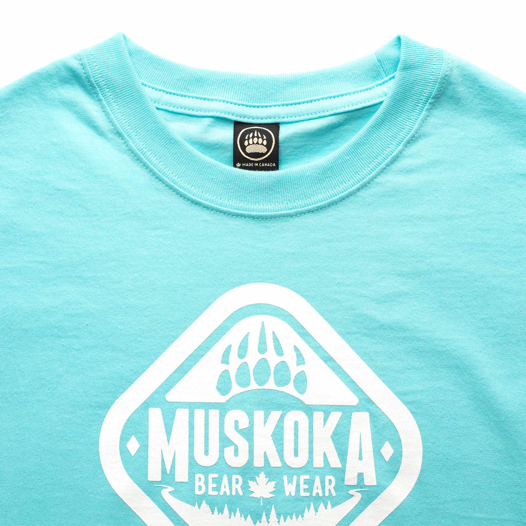 Muskoka Bear Wear – Youth T-Shirt (Organic Cotton) in Aqua