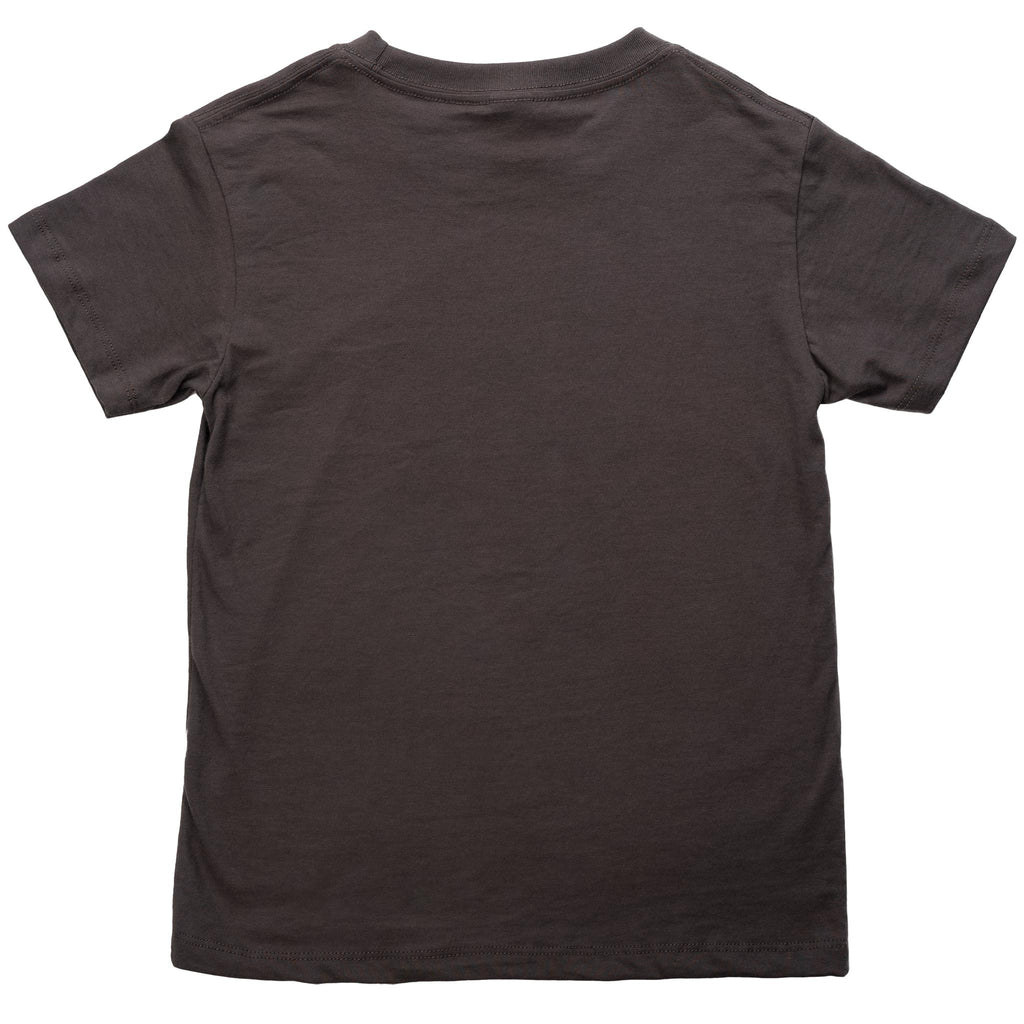 Muskoka Bear Wear – Youth T-Shirt (Organic Cotton) in Dark Charcoal with Dahlia