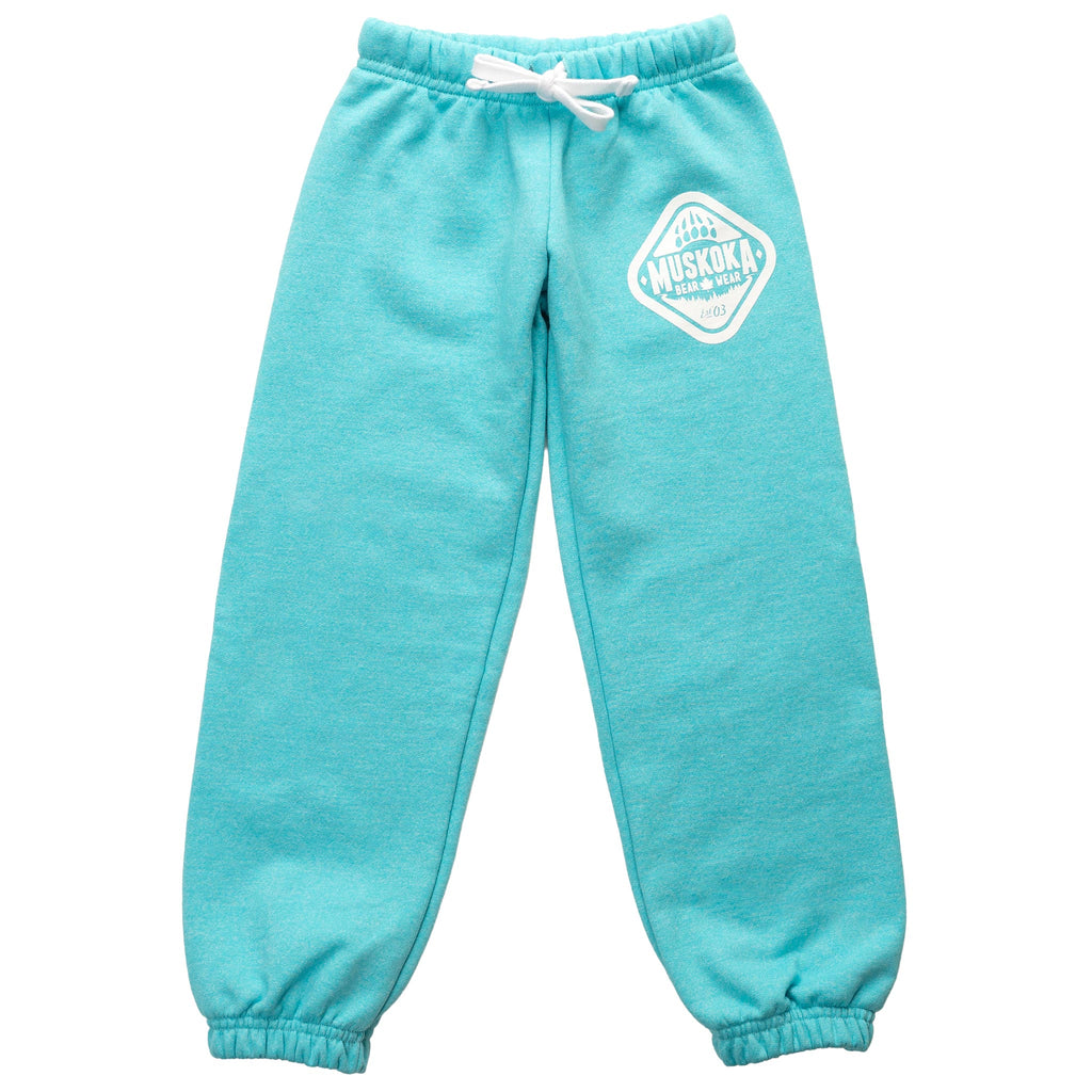 Muskoka Bear Wear – Youth Vintage Paw Pants in Heather Aqua