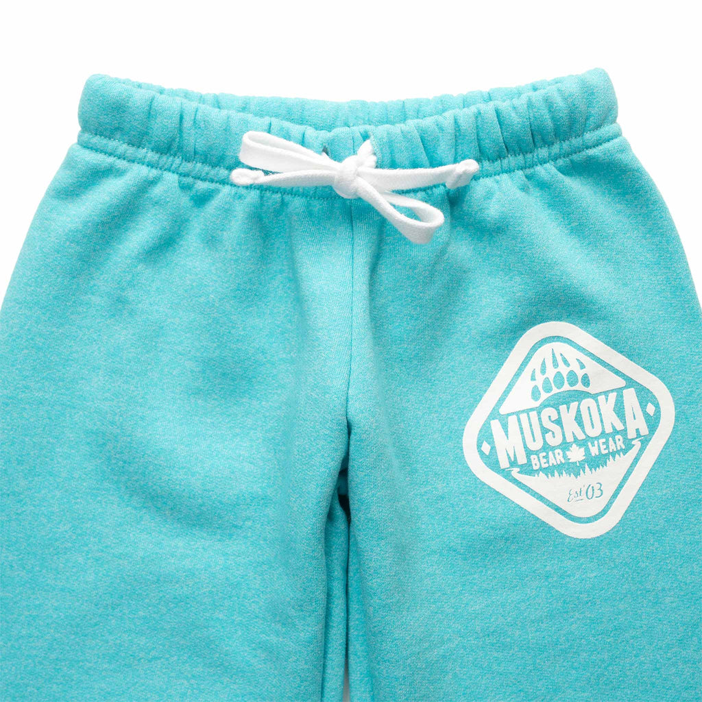 Muskoka Bear Wear – Youth Vintage Paw Pants in Heather Aqua
