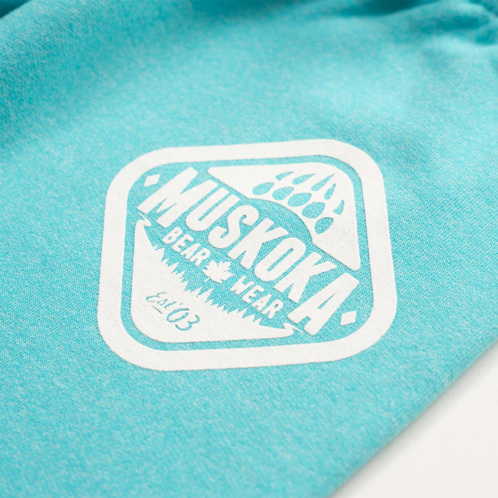 Muskoka Bear Wear – Youth Vintage Paw Pants in Heather Aqua