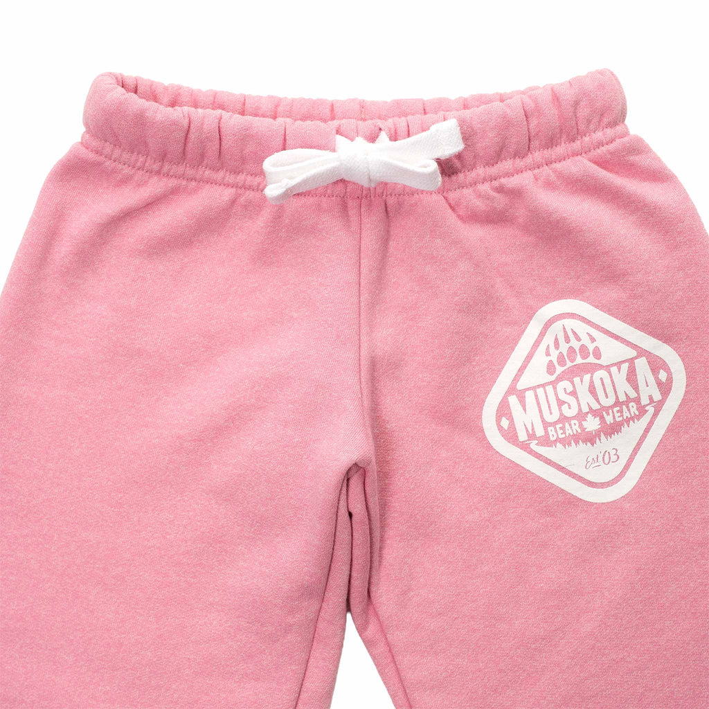 Muskoka Bear Wear – Youth Vintage Paw Pants in Heather Pink