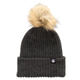 Ladies Chunky Ribbed Pom Toque in Charcoal with Pom