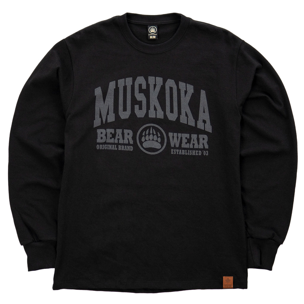 Muskoka Bear Wear – Men's Longsleeve Shirt in Black with Charcoal