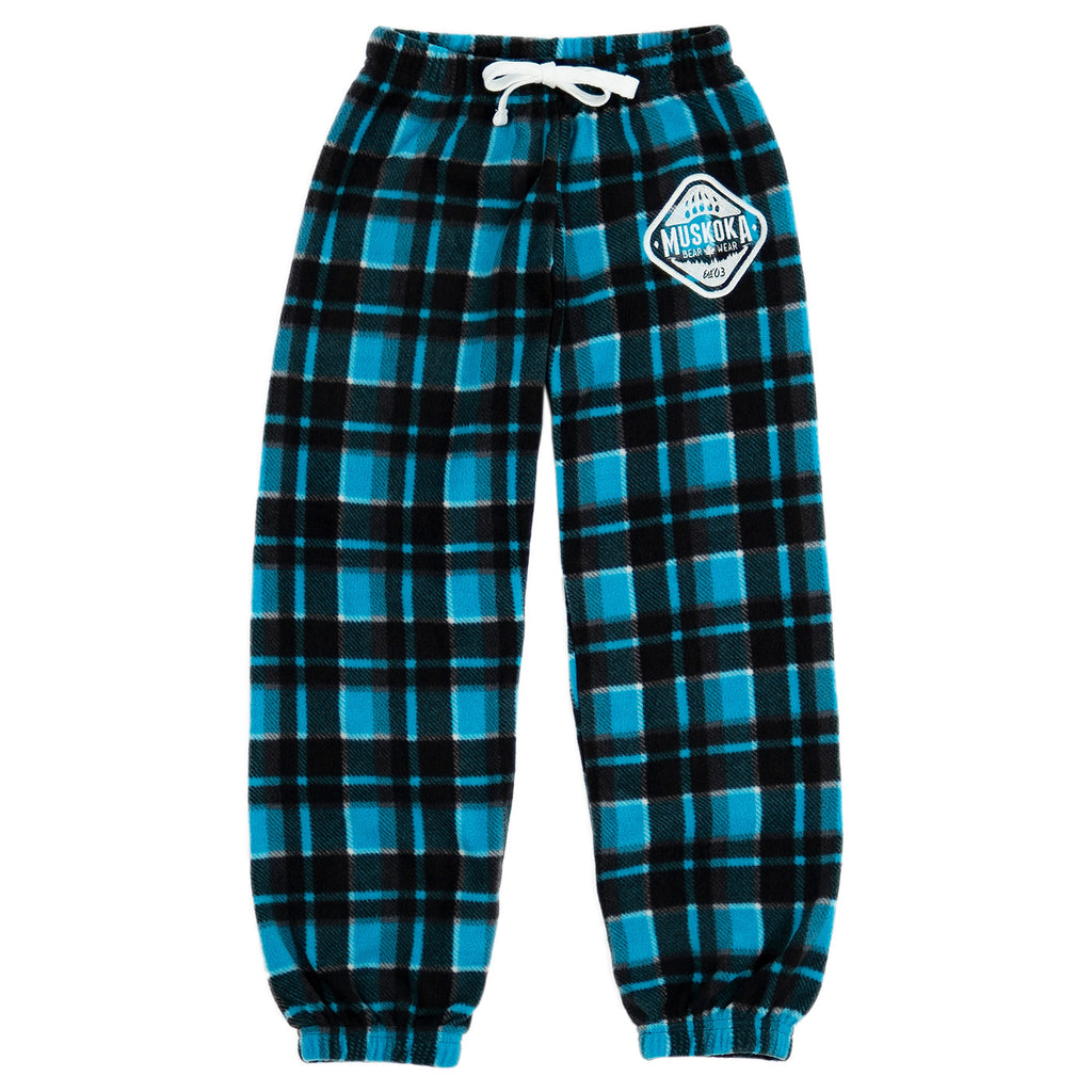Muskoka Bear Wear – Youth Cottage Comfy Pants in Aqua Plaid