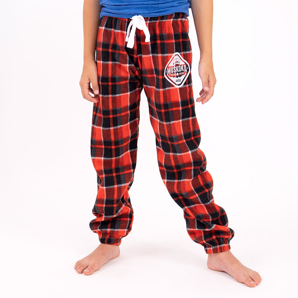 Muskoka Bear Wear – Youth Cottage Comfy Pants in Red Plaid